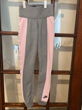 Never worn. Nike Grey and Light Pink Colorblock Kids Joggers